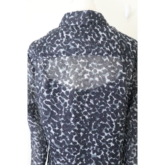 Burberry Size 6 Crushed Organza Button Down Blouse Abstract Animal Print - Picture 10 of 12